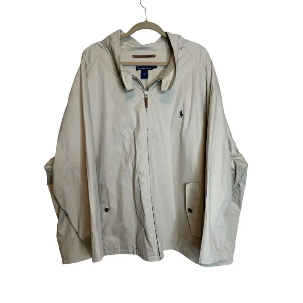 Ralph Lauren POLO Vintage Beige Full Zip Classic Jacket Sz 3XB Big